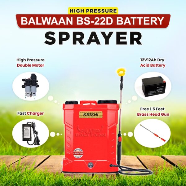 BALWAAN Krishi BS-22D Battery Sprayer 12x12 A Double Motor