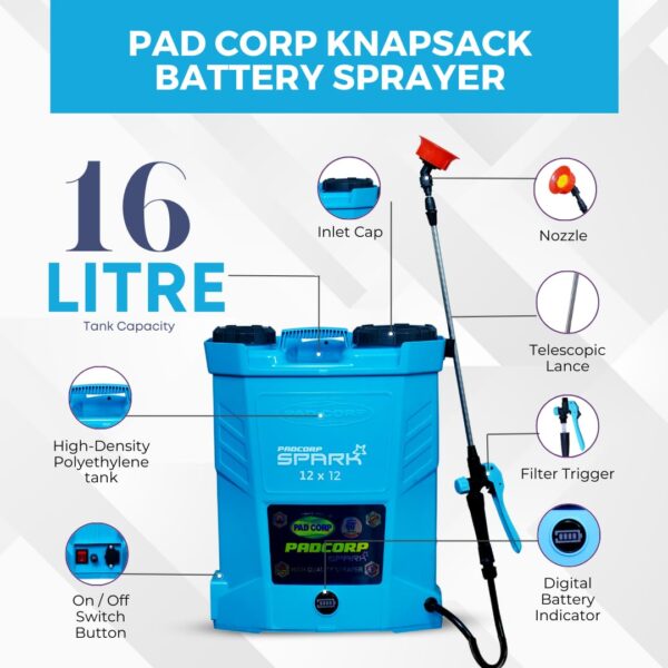 Pad Corp Padgilwar Spark Battery Operated Sprayer 16 Litre Tank