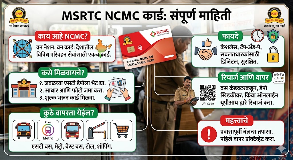 MSRTC NCMC कार्ड माहिती (MSRTC NCMC Card Information)