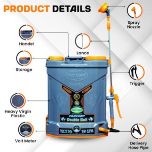 Pad Corp Double Bull Battery Sprayer 18L 12V 14Ah Double Motor Agriculture Sprayer Pump with Fast Charger