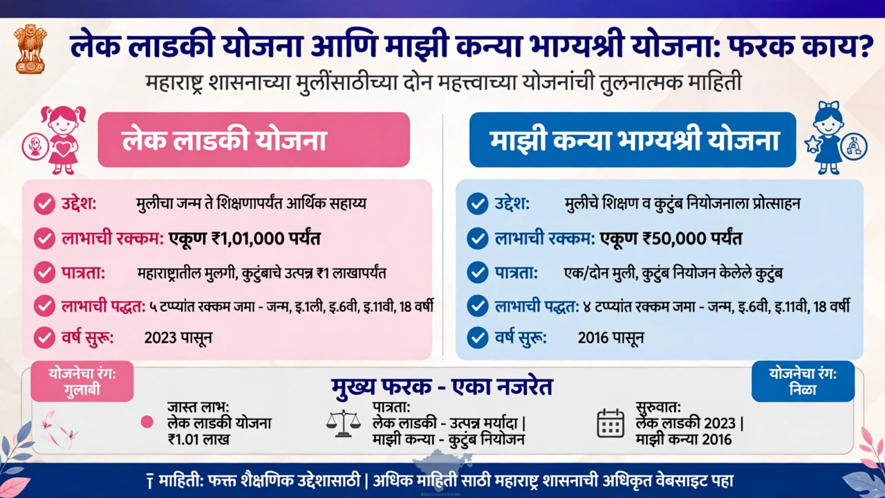 लेक लाडकी योजना आणि माझी कन्या भाग्यश्री योजना फरक काय